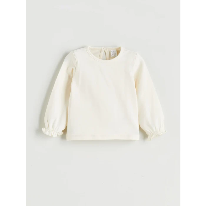 LCW baby Pembe Bisiklet Yaka Kadife Kız Bebek Bluz ve Salopet 2li