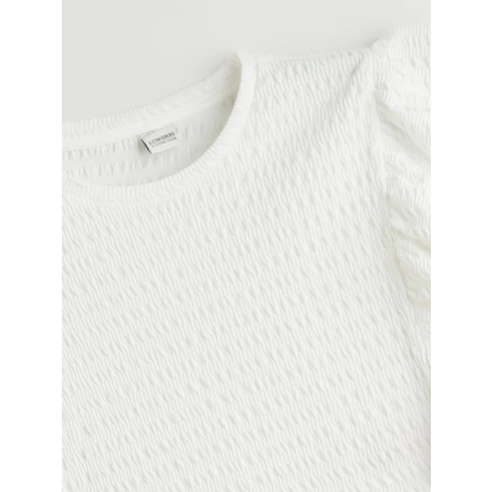 LCW Kids Ekru Bisiklet Yaka Kız Çocuk Tişört