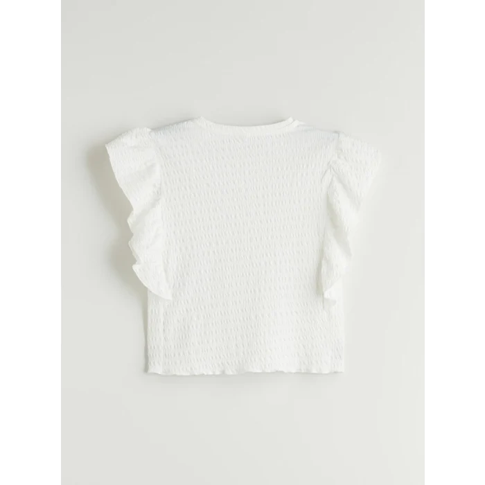 LCW Kids Ekru Bisiklet Yaka Kız Çocuk Tişört