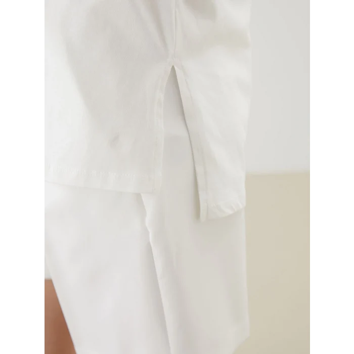 LCWAIKIKI Classic Ekru Bisiklet Yaka Baskılı Kadın Tişört