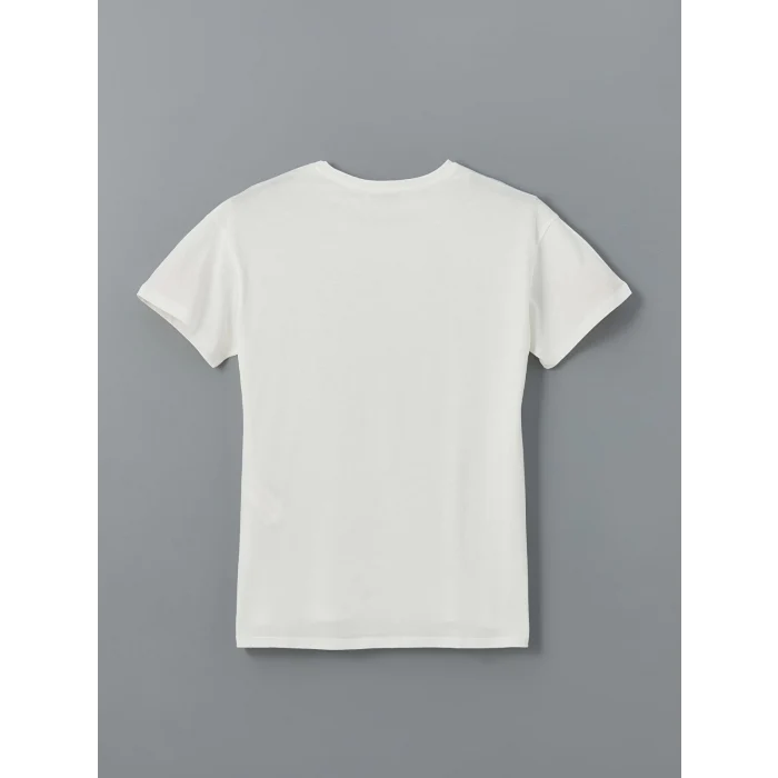 LCWAIKIKI Classic Ekru Bisiklet Yaka Leopar Baskılı Kadın Tişört