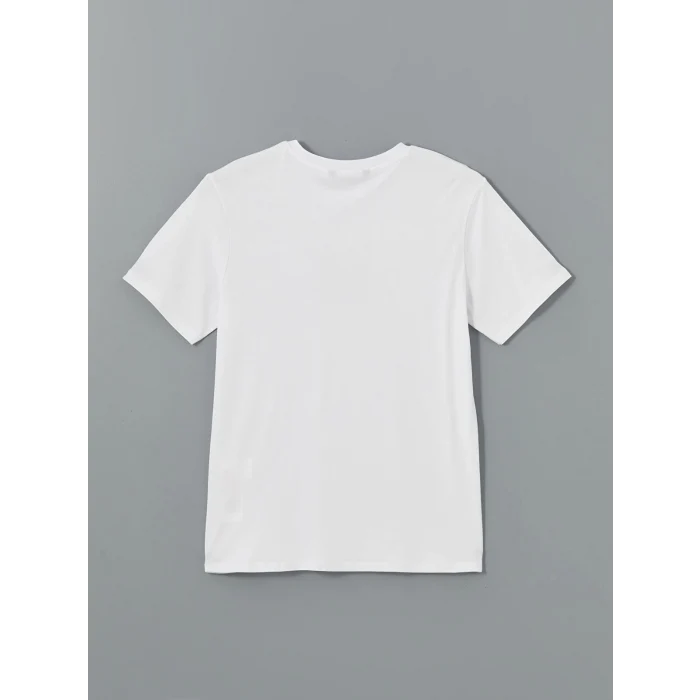 LCW Vision Beyaz Bisiklet Yaka Baskılı Kadın Tişört