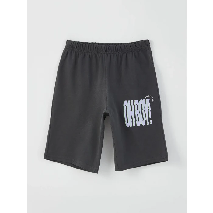 LCW Kids Beyaz Bisiklet Yaka Mickey Mouse Baskılı Kısa Kollu Erkek Çocuk Şortlu Pijama Takımı