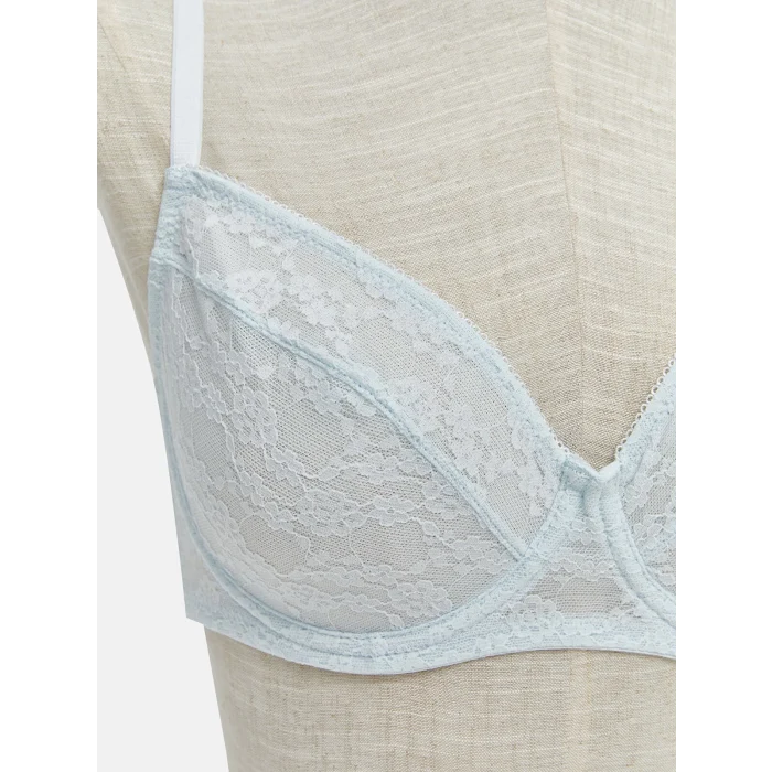 LCW DREAM Mavi Balenli Dolgusuz Dantelli Tişört Sütyen