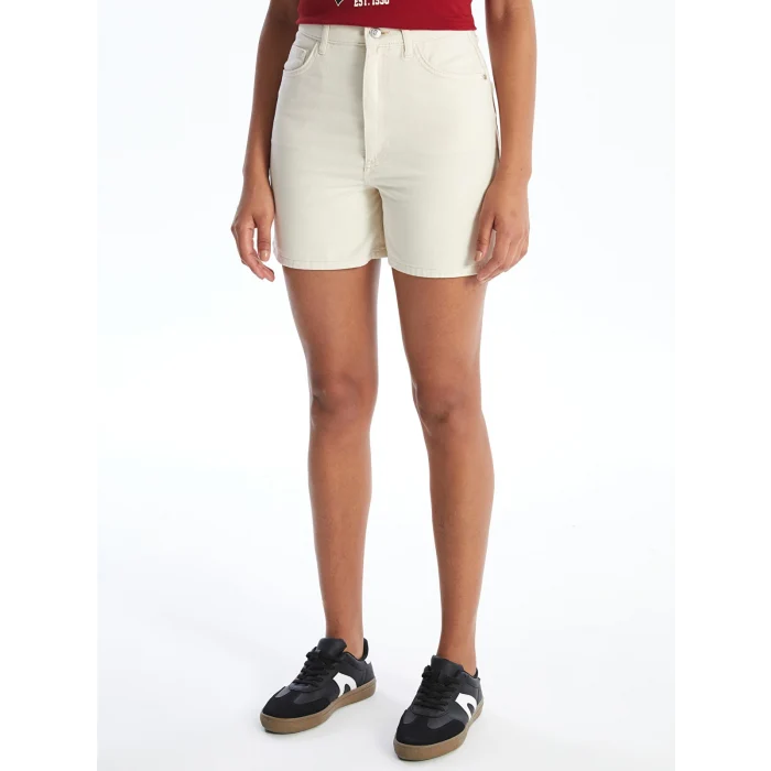 XSIDE Bej Yüksek Bel Standart Fit Kadın Jean Şort