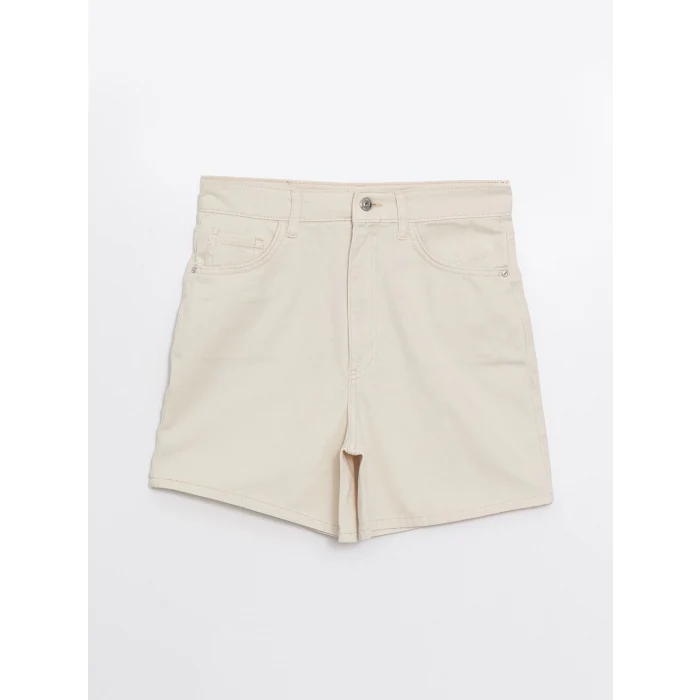 XSIDE Bej Yüksek Bel Standart Fit Kadın Jean Şort
