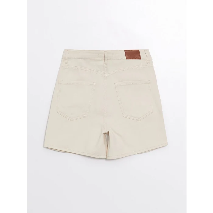 XSIDE Bej Yüksek Bel Standart Fit Kadın Jean Şort