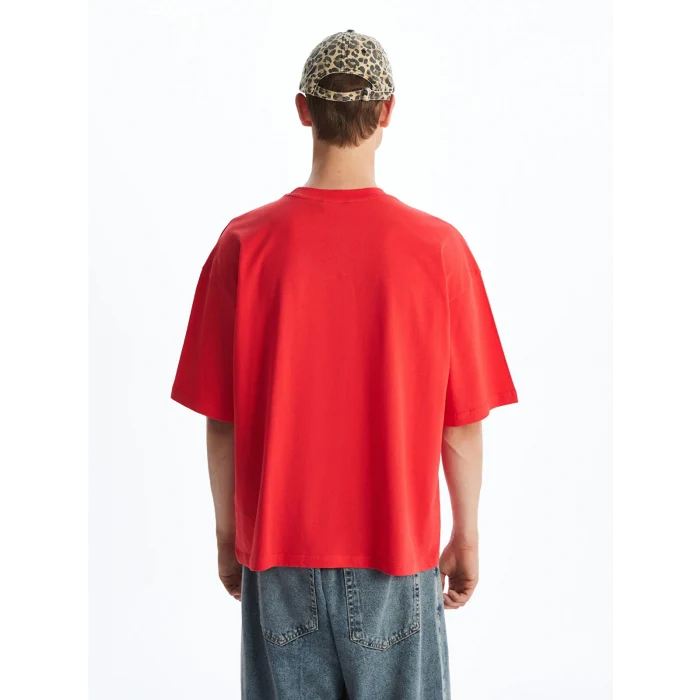 XSIDE Kirmizi Bisiklet Yaka Baskılı Penye Erkek Tişört