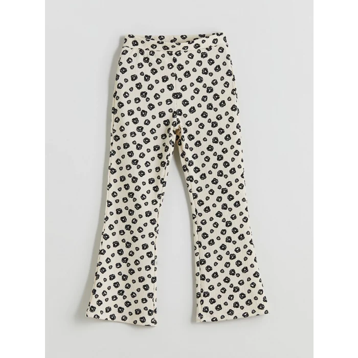 LCW Kids Siyah Beli Lastikli Leopar Desenli Kız Çocuk Tayt