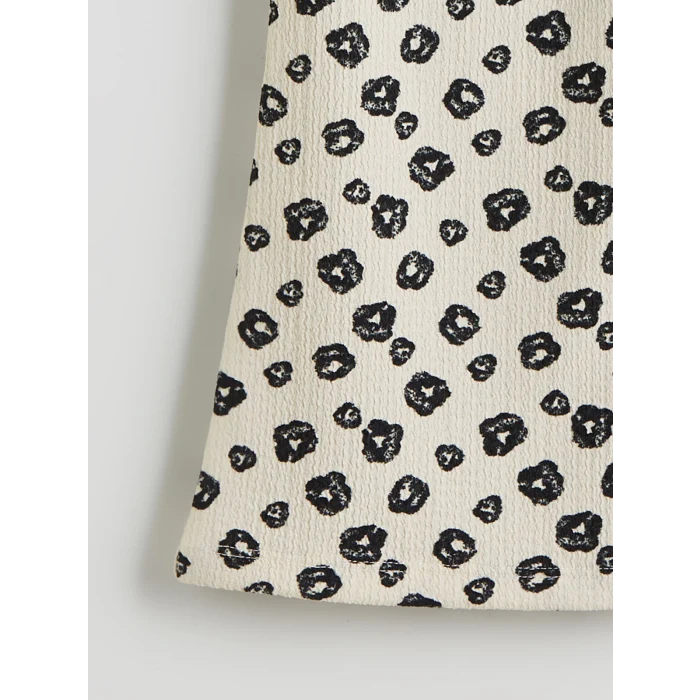 LCW Kids Siyah Beli Lastikli Leopar Desenli Kız Çocuk Tayt