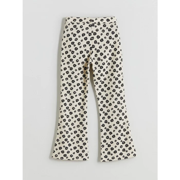 LCW Kids Siyah Beli Lastikli Leopar Desenli Kız Çocuk Tayt