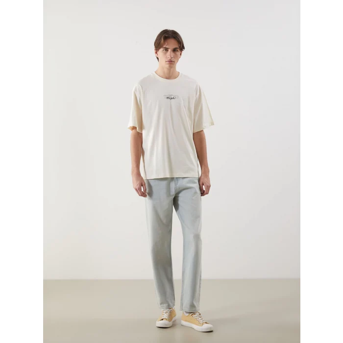 XSIDE Bej Bisiklet Yaka Tokyo Baskılı Erkek Tişört