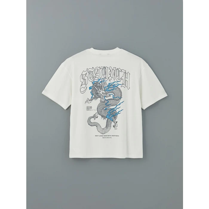 XSIDE Ekru Bisiklet Yaka Baskılı Penye Erkek Tişört