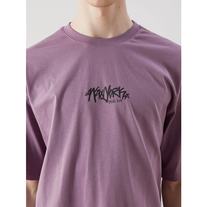 XSIDE Mor Bisiklet Yaka Baskılı Erkek Tişört
