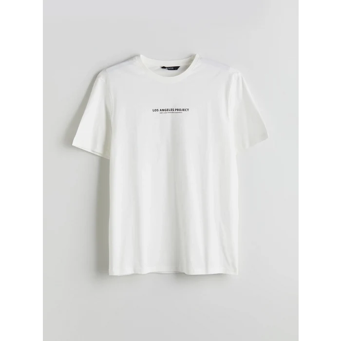 XSIDE Ekru Bisiklet Yaka Baskılı Penye Erkek Tişört