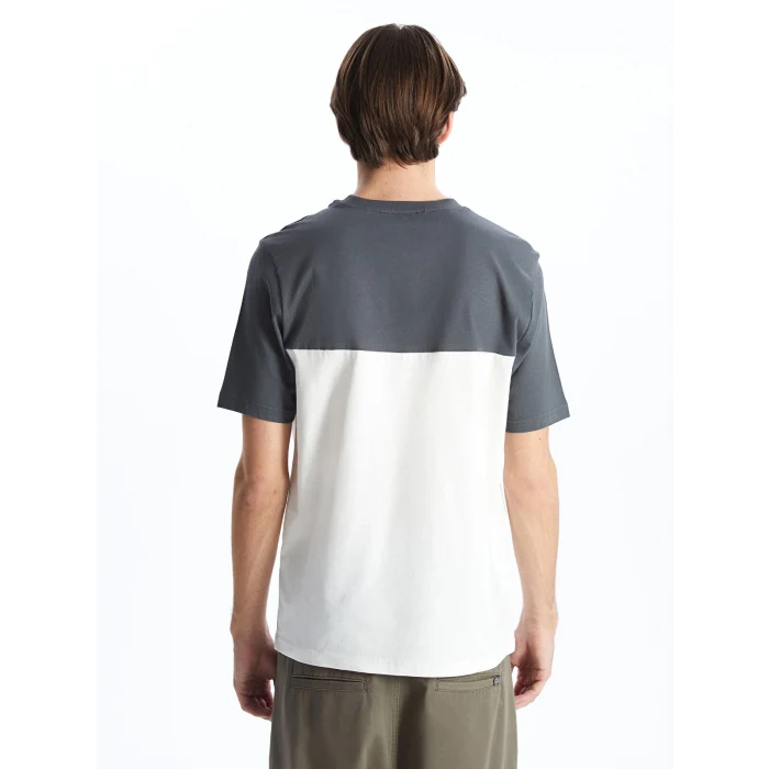 XSIDE Antrasit Bisiklet Yaka Renk Bloklu Erkek Tişört