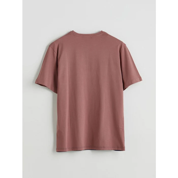 XSIDE Pembe Bisiklet Yaka Renk Bloklu Penye Erkek Tişört