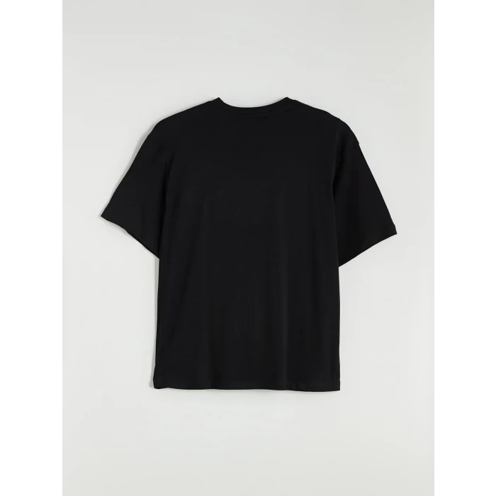 XSIDE Siyah Bisiklet Yaka New York Baskılı Penye Erkek Tişört