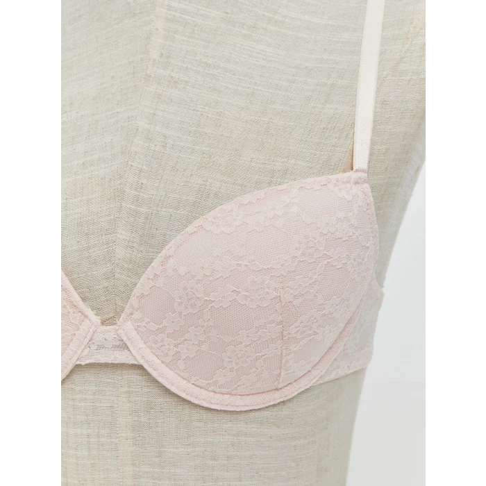 LCW DREAM Pembe Balenli Dolgusuz Dantelli Tişört Sütyen