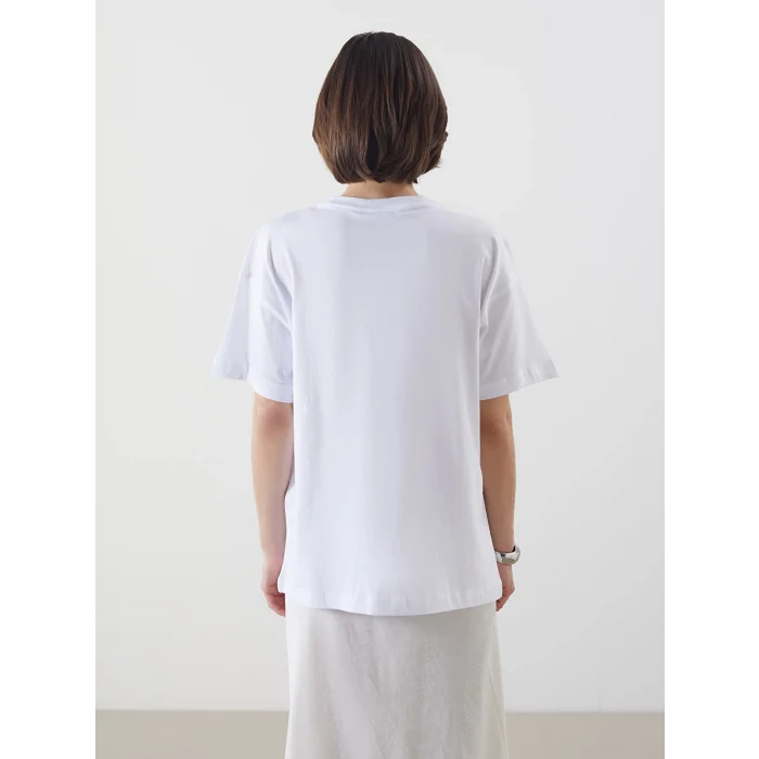 LCW Vision Beyaz Cannes Baskılı Oversize Kadın Tişört