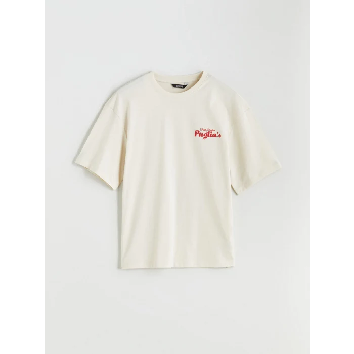 XSIDE Bej Bisiklet Yaka Baskılı Penye Erkek Tişört