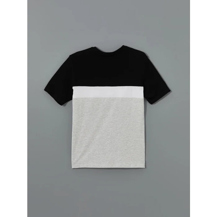 LCWAIKIKI Classic Siyah Bisiklet Yaka Kısa Kollu Renk Bloklu Erkek Tişört