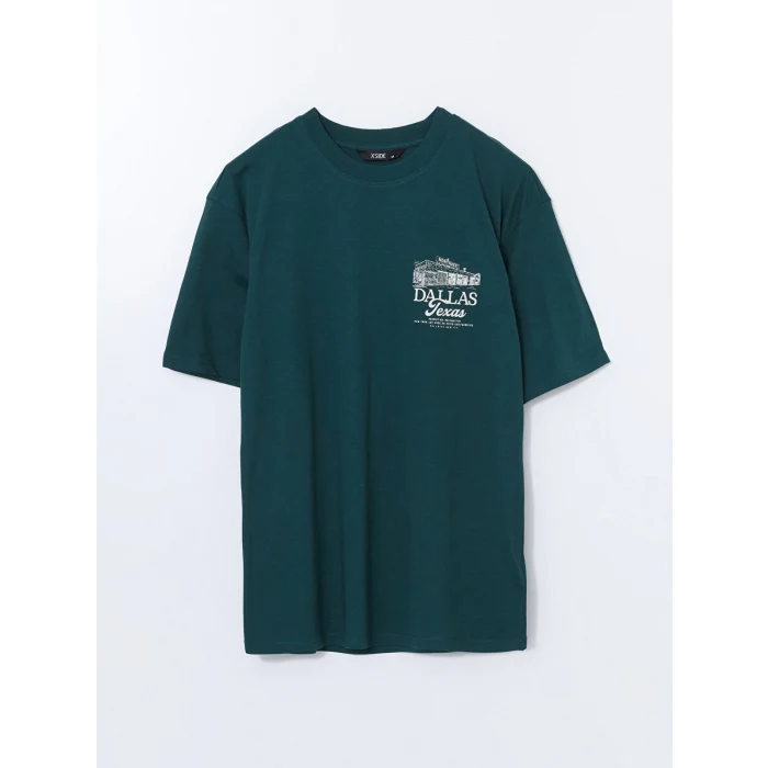 XSIDE Yeşil Bisiklet Yaka Dallas Baskılı Penye Erkek Tişört