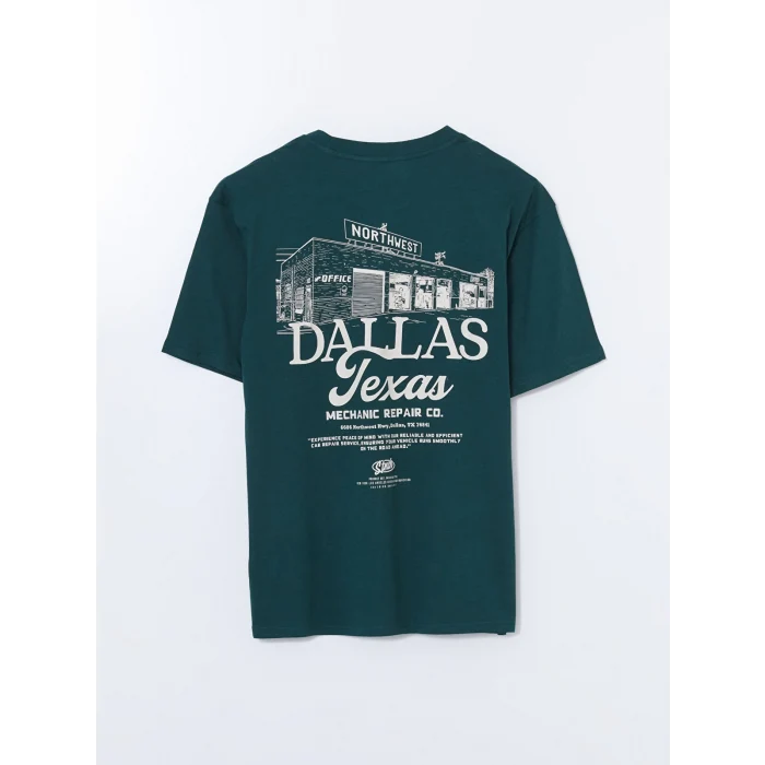 XSIDE Yeşil Bisiklet Yaka Dallas Baskılı Penye Erkek Tişört