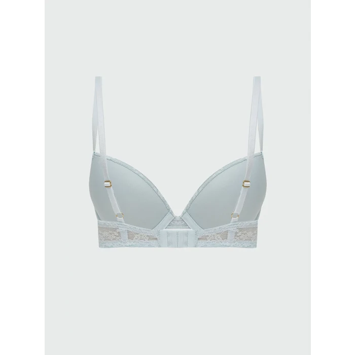 LCW DREAM Mavi Balenli Dolgusuz Dantelli Tişört Sütyen