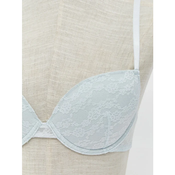 LCW DREAM Mavi Balenli Dolgusuz Dantelli Tişört Sütyen