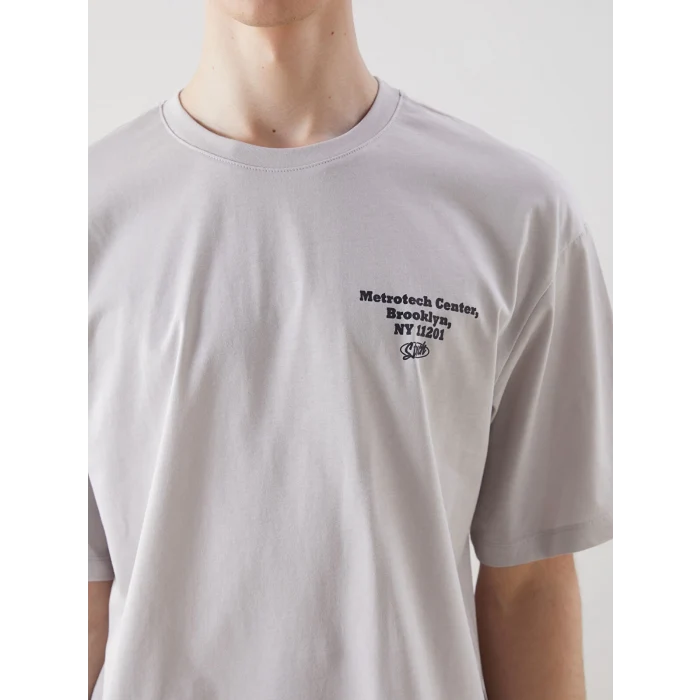 XSIDE Gri Bisiklet Yaka Baskılı Erkek Tişört