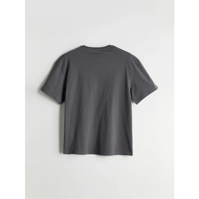 XSIDE Antrasit Bisiklet Yaka Baskılı Penye Erkek Tişört