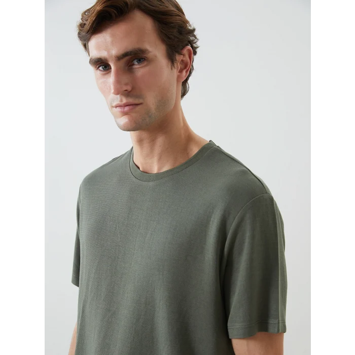 LCW Vision Yeşil Bisiklet Yaka Kısa Kollu Erkek Tişört