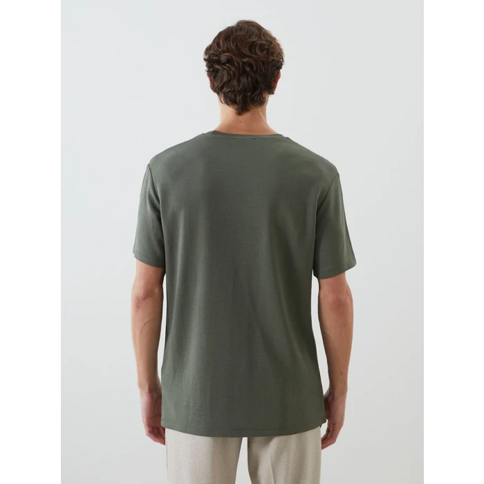 LCW Vision Yeşil Bisiklet Yaka Kısa Kollu Erkek Tişört