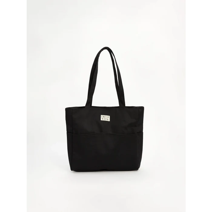 LCW ACCESSORIES Siyah Yazı Nakışlı Kadın Omuz Çantası