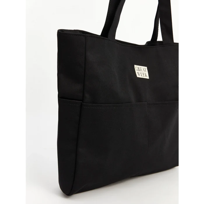 LCW ACCESSORIES Siyah Yazı Nakışlı Kadın Omuz Çantası