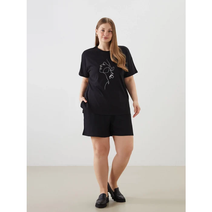 LCWAIKIKI Classic Siyah Beli Lastikli Dokulu Kadın Şort