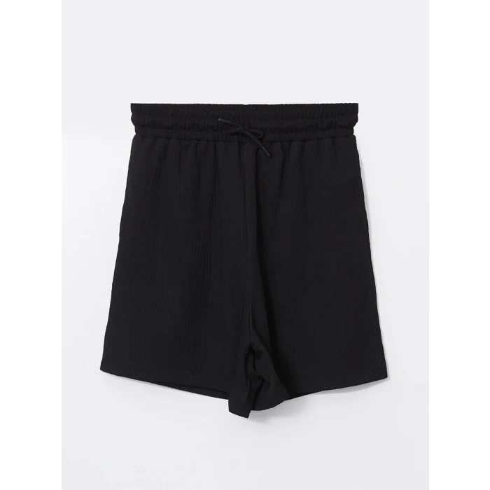 LCWAIKIKI Classic Siyah Beli Lastikli Dokulu Kadın Şort