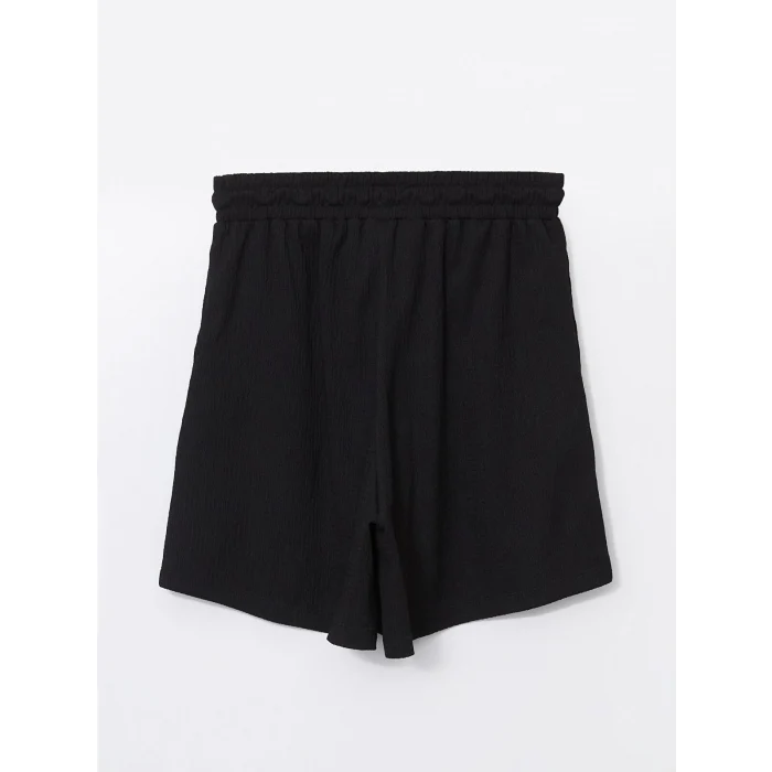 LCWAIKIKI Classic Siyah Beli Lastikli Dokulu Kadın Şort