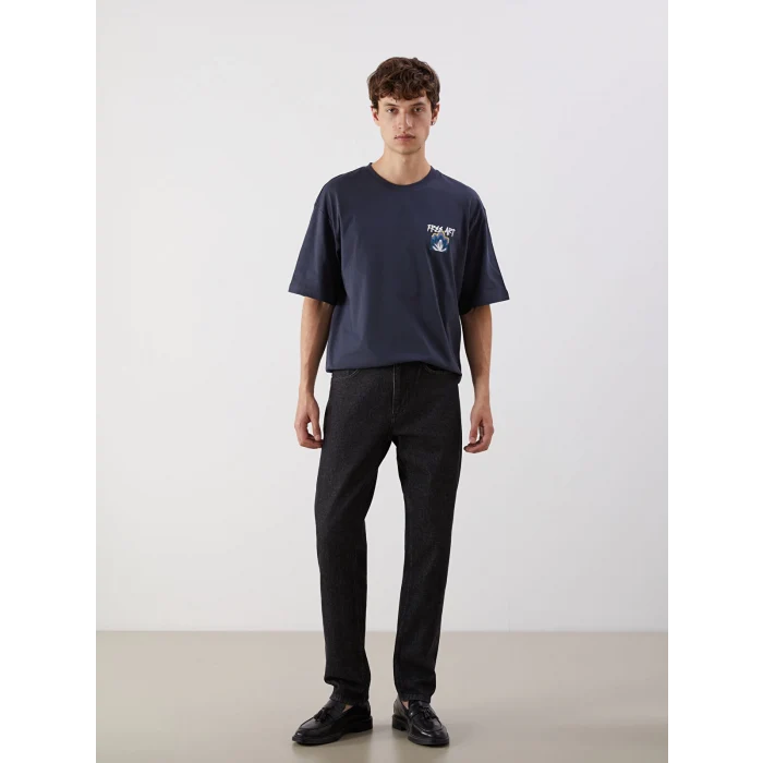 XSIDE Antrasit Bisiklet Yaka Baskılı Penye Erkek Tişört