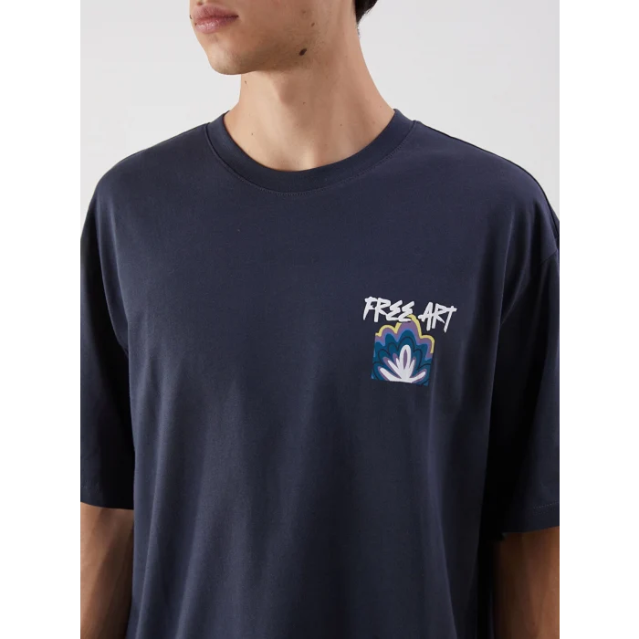 XSIDE Antrasit Bisiklet Yaka Baskılı Penye Erkek Tişört