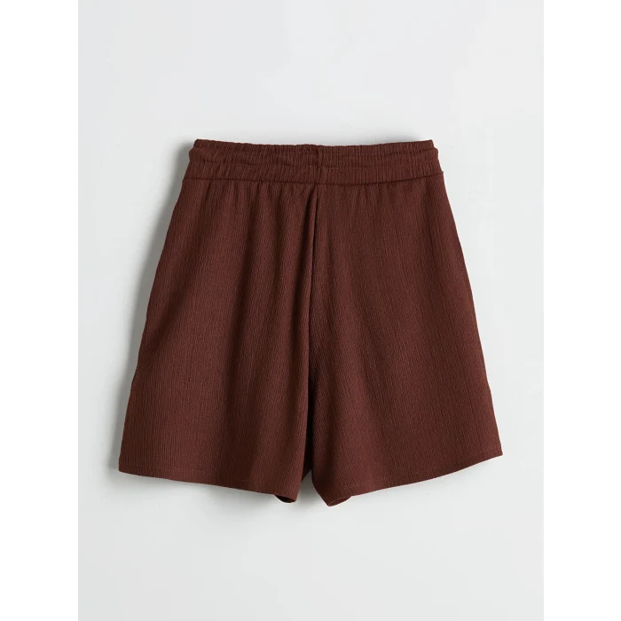 LCWAIKIKI Classic Kahverengi Beli Lastikli Dokulu Kadın Şort