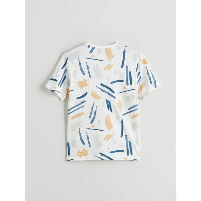 XSIDE Ekru Bisiklet Yaka Baskılı Penye Erkek Tişört