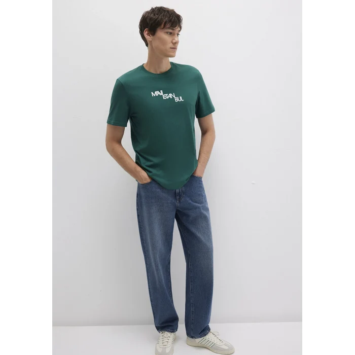 Mavi 0612274-90960 Mavi İstanbul Baskılı Yeşil Tişört