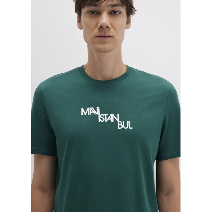 Mavi 0612274-90960 Mavi İstanbul Baskılı Yeşil Tişört