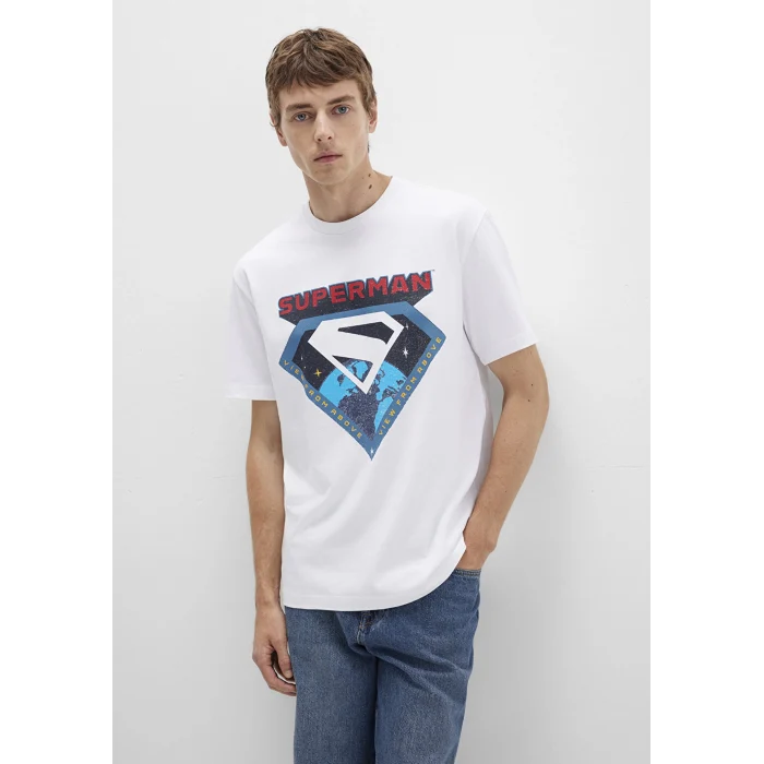 Mavi 0612917-620 Superman Baskılı Beyaz Tişört