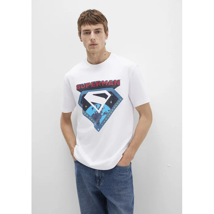 Mavi 0612917-620 Superman Baskılı Beyaz Tişört