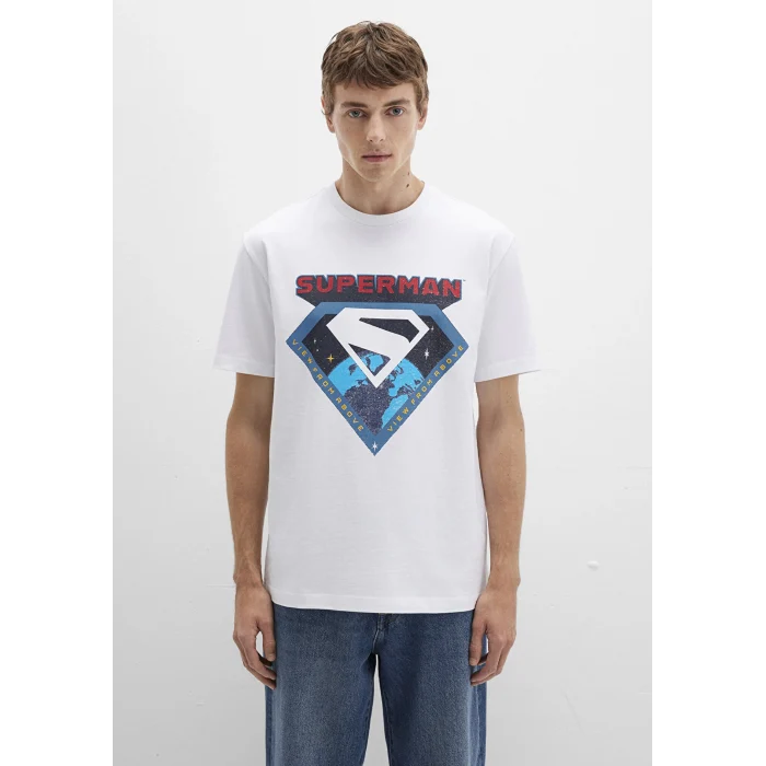 Mavi 0612917-620 Superman Baskılı Beyaz Tişört