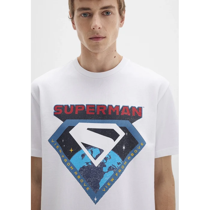 Mavi 0612917-620 Superman Baskılı Beyaz Tişört