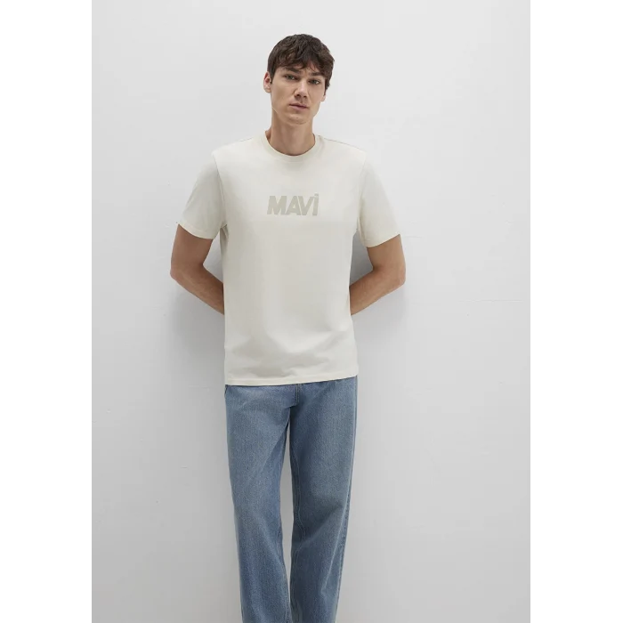 Mavi 0612896-70134 Mavi Logo Baskılı Bej Tişört